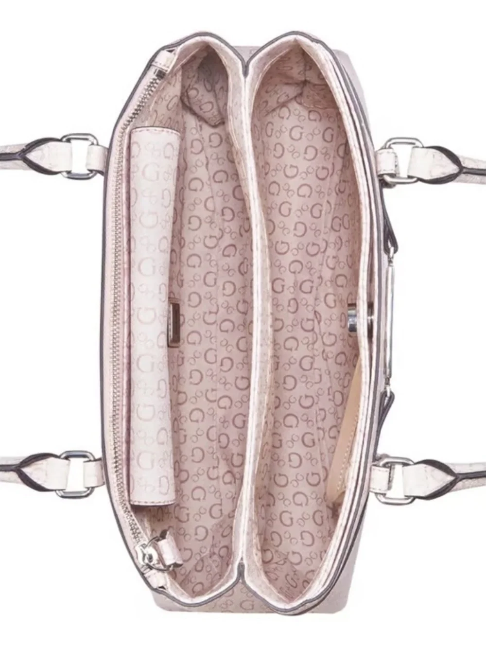 GUESS Women’s Pink Monogram Satchel Tote Handbag Crossbody Strap NWOT